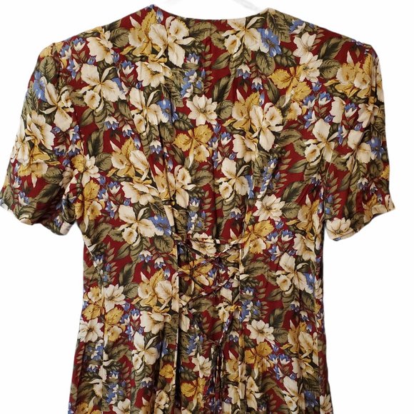 Vintage Jaime Brooke Floral Cottage Core Dress Women's M Maxi Button Front Rayon - Picture 8 of 10